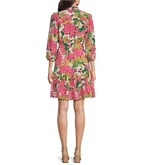 Jessica Howard Floral Print 3/4 Balloon Sleeve Tiered Dress
