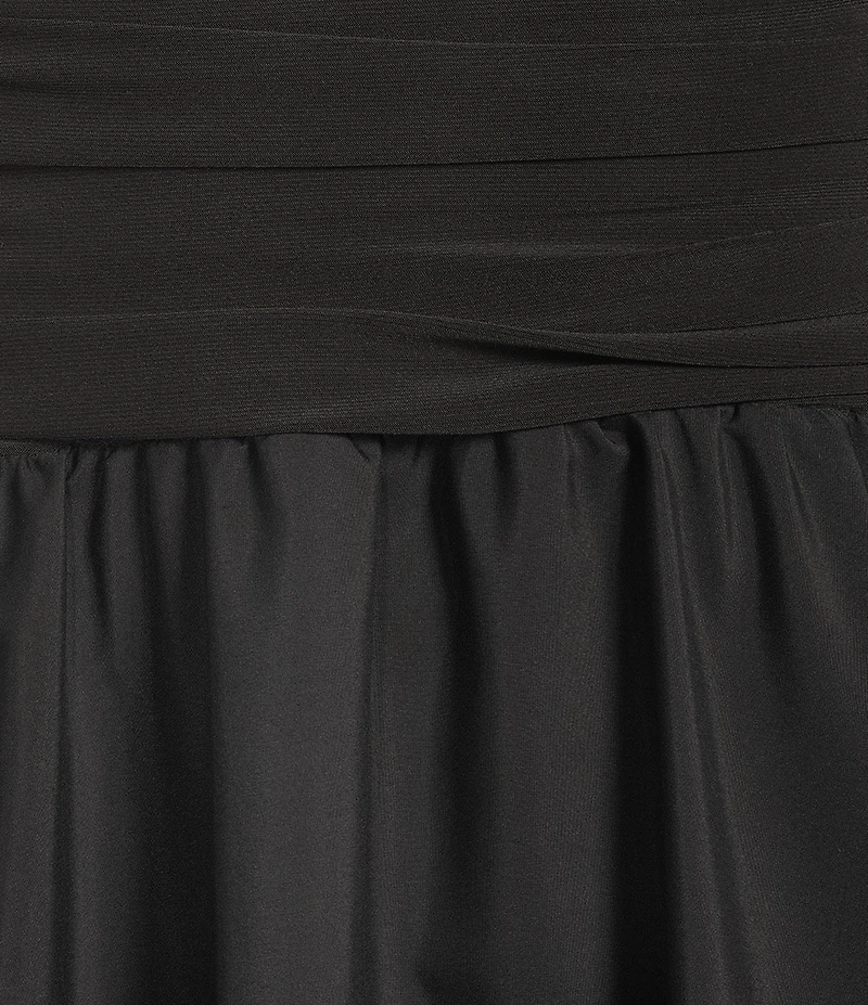 Jessica Howard Jersey Taffeta 3/4 Sleeve Portrait Collar Ruched A-Line Midi Dress