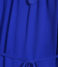 Jessica Howard Lace Yoke Crew Neck Short Sleeve Belted A-Line Dress