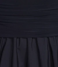 Jessica Howard Petite Size Jersey Taffeta Rhinestone 3/4 Sleeve Portrait Collar Ruched A-Line Midi Dress