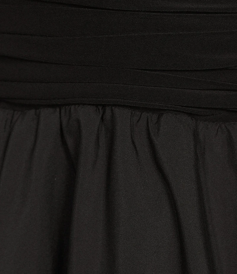 Jessica Howard Petite Size Jersey Taffeta Rhinestone 3/4 Sleeve Portrait Collar Ruched A-Line Midi Dress