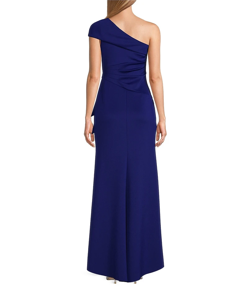 Jessica Howard Petite Size One Shoulder Ruched Waist Long Gown