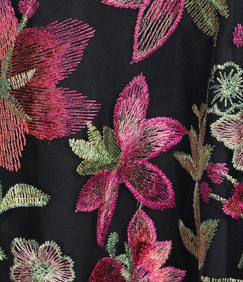 Jessica Howard Petite Size Sleeveless V-Neck Floral Embroidered Dress