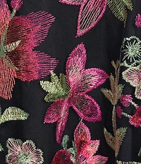 Jessica Howard Petite Size Sleeveless V-Neck Floral Embroidered Dress