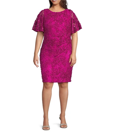 Jessica Howard Plus Size Boat Neck Soutache Sheath Dress