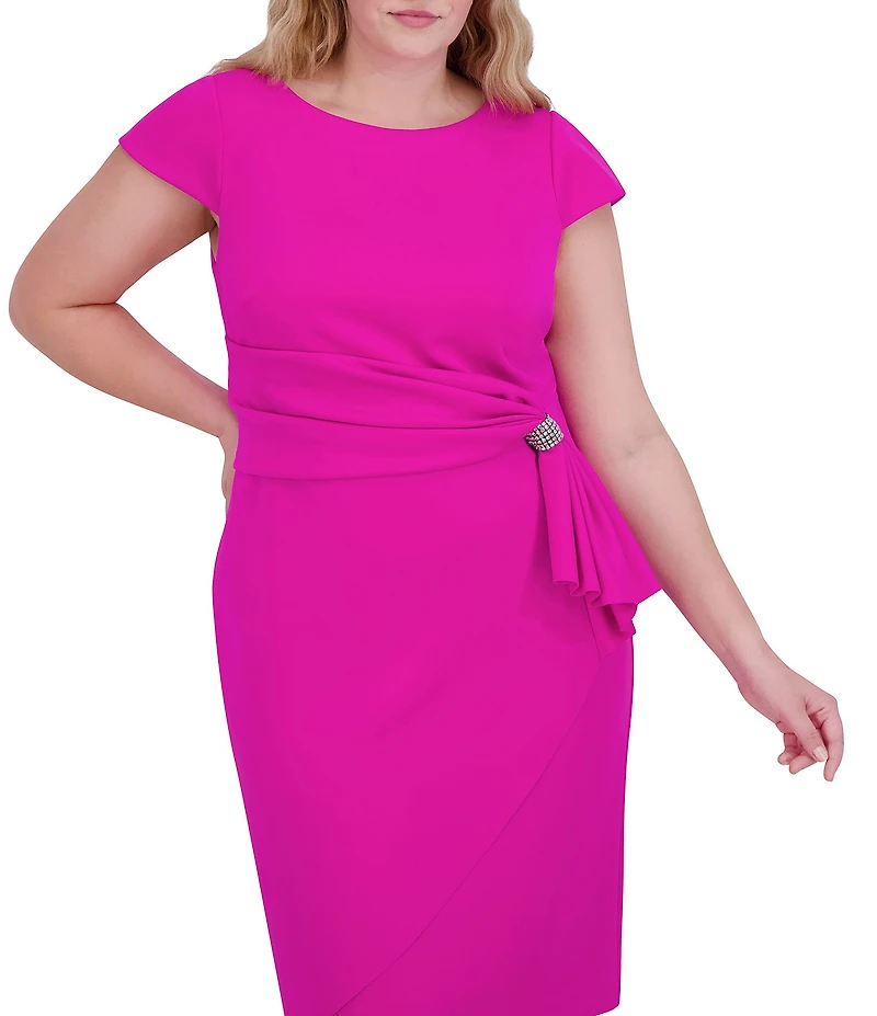 Jessica Howard Plus Size Cap Sleeve Sheath Dress
