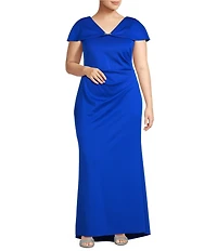 Jessica Howard Plus Size Scuba Knit Short Sleeve Sheath Dress