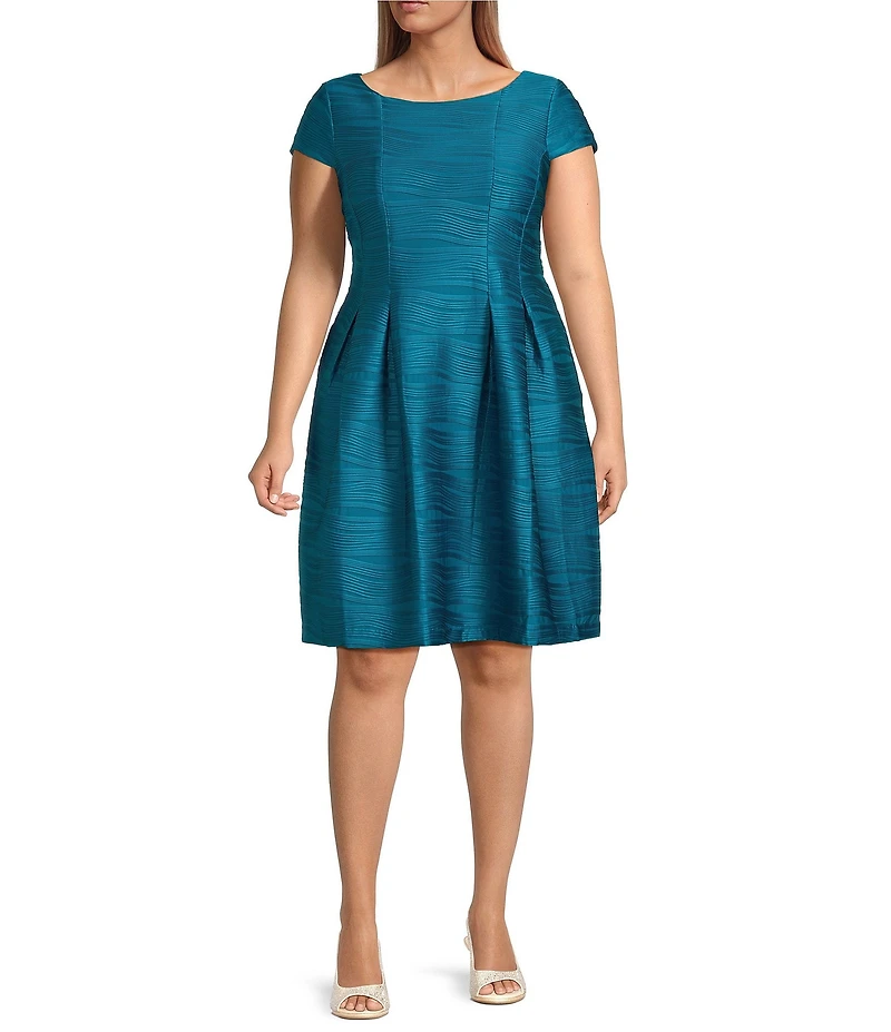 Jessica Howard Plus Size Wave Knit Fit and Flare Dress