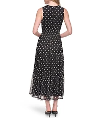 Jessica Howard Polka Dot Blouson Smock Waist Tiered Midi Dress