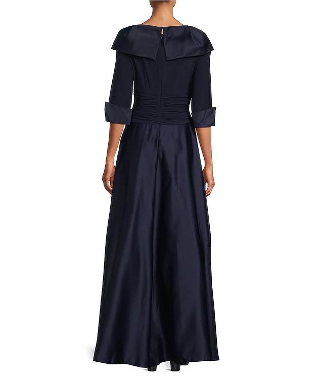 jessica howard portrait collar a line dress Satin V-Neck 3/4 Sleeve Cuff 61 in lengthPolyester/spandexDry clean Color:Royal* Jersey taffeta dress Lace Up New Hayley Paige Wedding