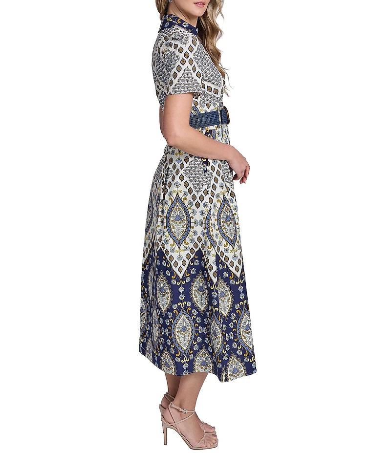 Jessica Howard Short Sleeve Belted Shirt Dress