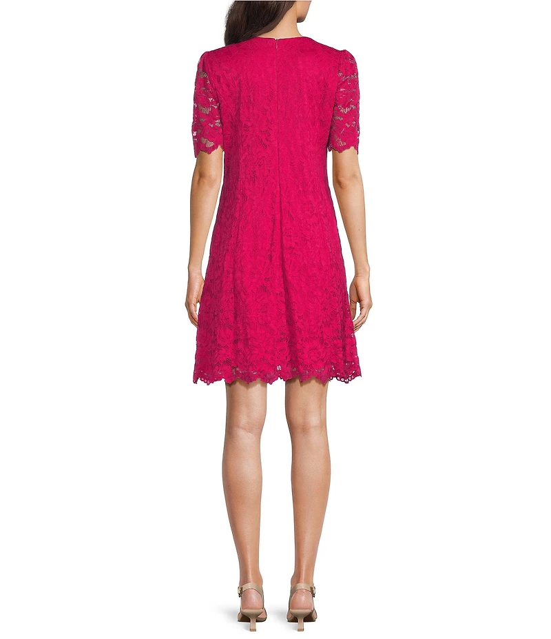 Jessica Howard Short Sleeve Lace Fit and Flare Dress