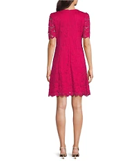 Jessica Howard Short Sleeve Lace Fit and Flare Dress