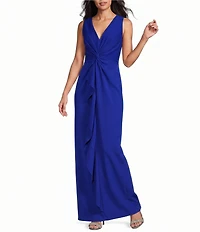 Jessica Howard Sleeveless V Neck Flounce Hem Gown