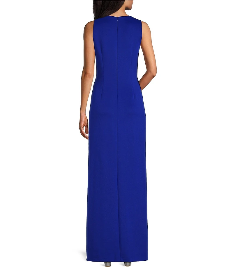 Jessica Howard Sleeveless V Neck Flounce Hem Gown
