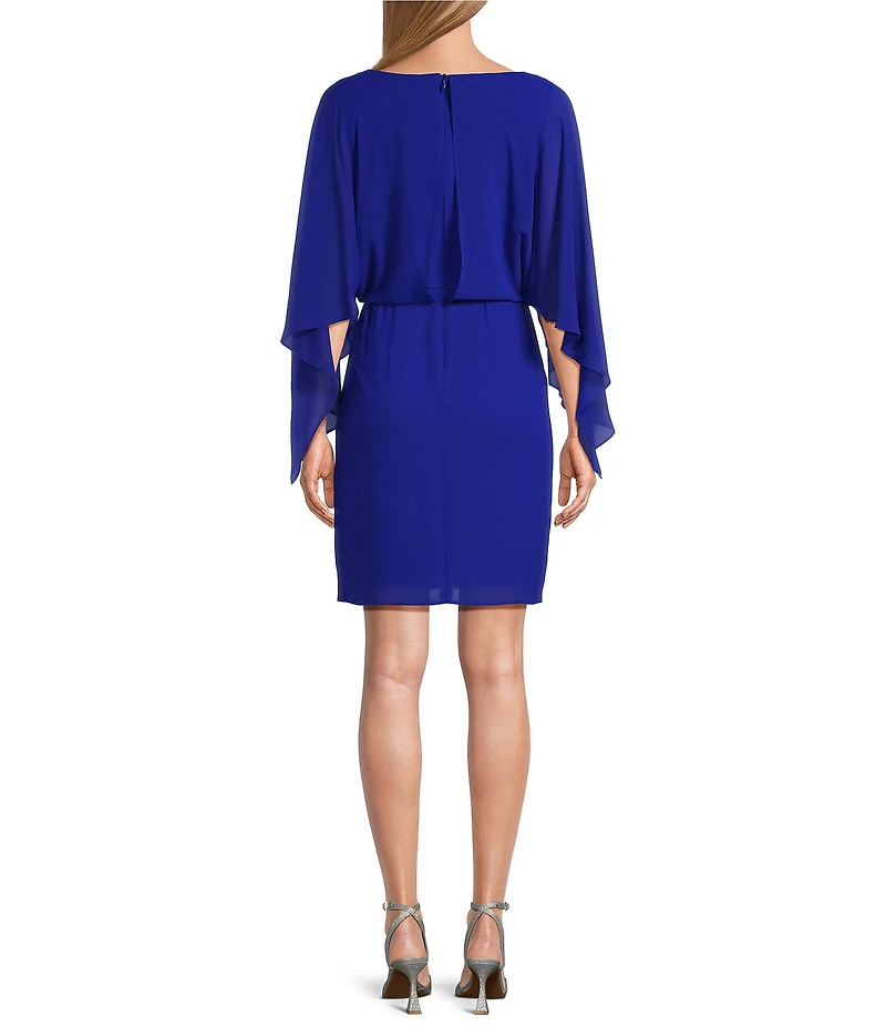 Jessica Howard Souffle Chiffon Boat Neck 3/4 Dolman Sleeve Blouson Dress