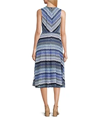 Jessica Howard Striped Crochet Lace Fit and Flare Midi Dress