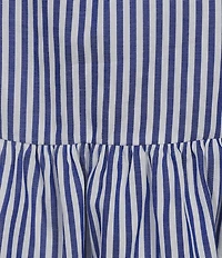 Jessica Howard Striped Pattern Embroidered V-Neck 3/4 Sleeve Shirtdress