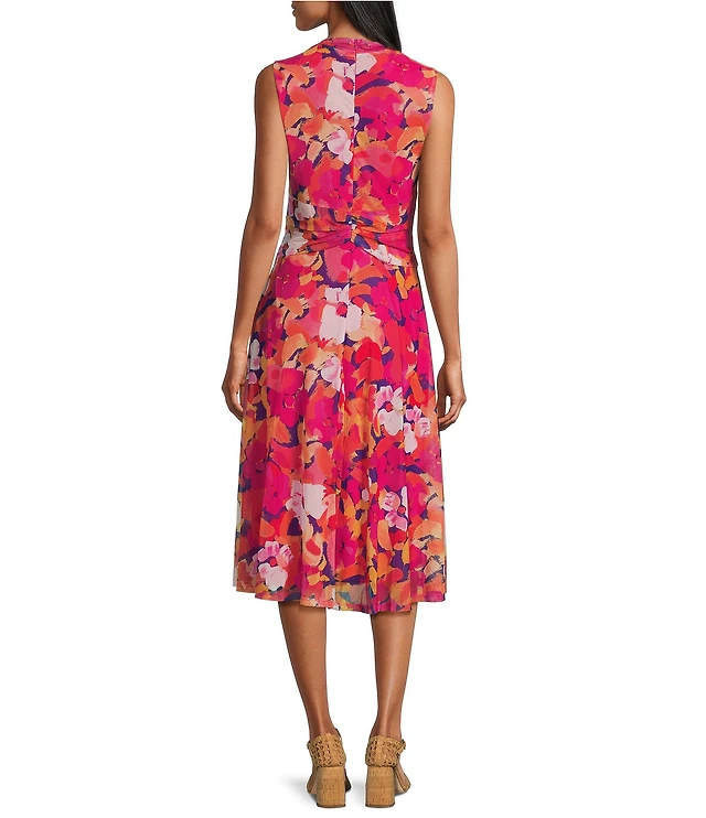 Jessica Howard V-Neck Ruched Waist Floral Midi Dress Brazos Mall
