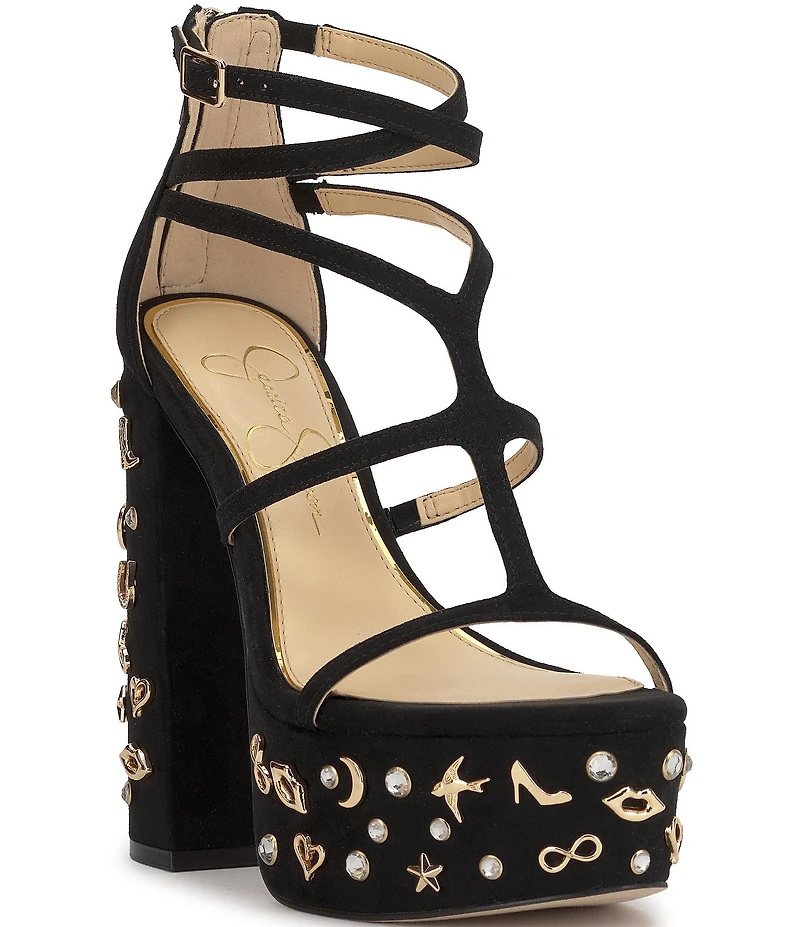Jessica Simpson Aamina Embellished Ornament Platform Sandals