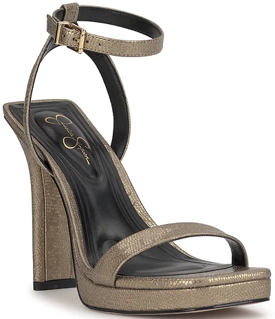 Jessica Simpson Adonia Embossed Shimmer Metallic Dress Sandals