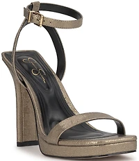 Jessica Simpson Adonia Embossed Shimmer Metallic Dress Sandals