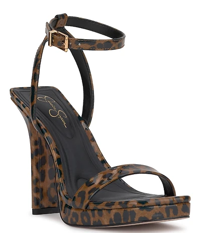 Jessica Simpson Adonia Patent Leopard Ankle Strap Platform Dress Sandals