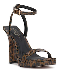 Jessica Simpson Adonia Patent Leopard Ankle Strap Platform Dress Sandals