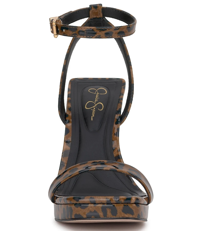 Jessica Simpson Adonia Patent Leopard Ankle Strap Platform Dress Sandals