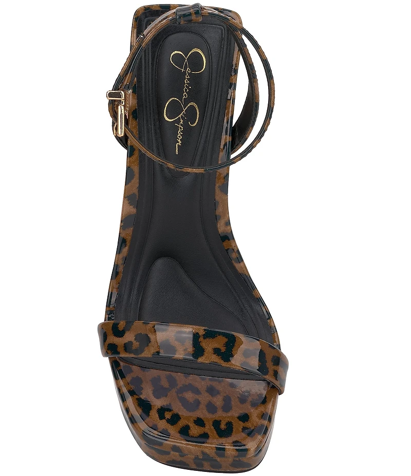 Jessica Simpson Adonia Patent Leopard Ankle Strap Platform Dress Sandals