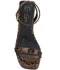 Jessica Simpson Adonia Patent Leopard Ankle Strap Platform Dress Sandals