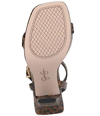 Jessica Simpson Adonia Patent Leopard Ankle Strap Platform Dress Sandals