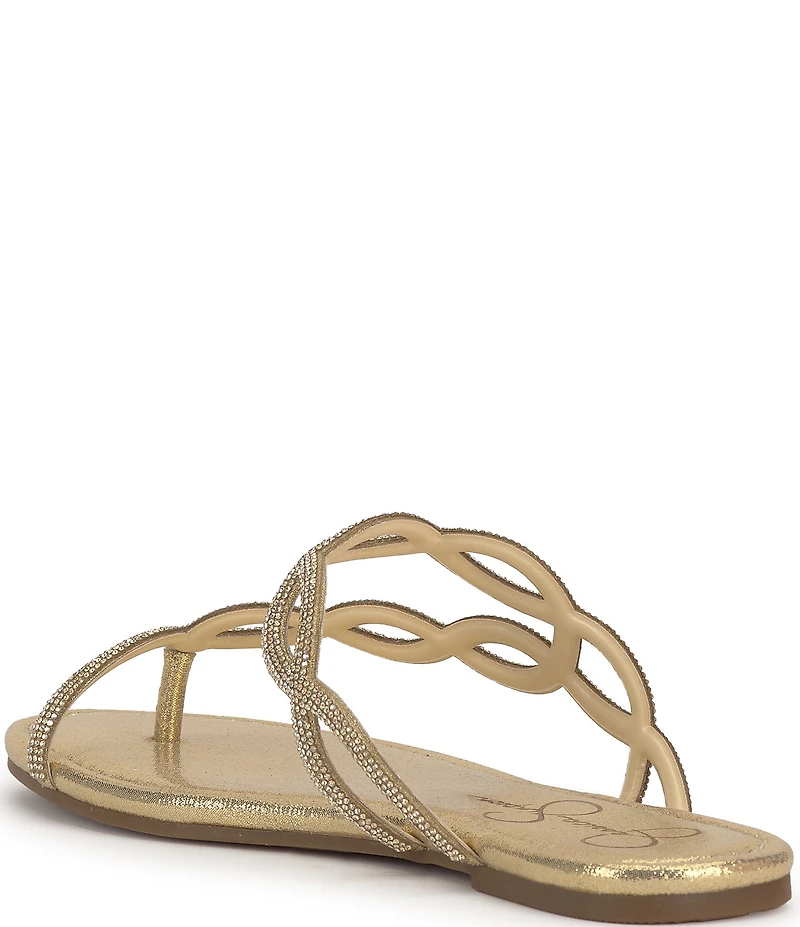 Jessica Simpson Aloni Rhinestone Embellished Toe Loop Flat Sandals