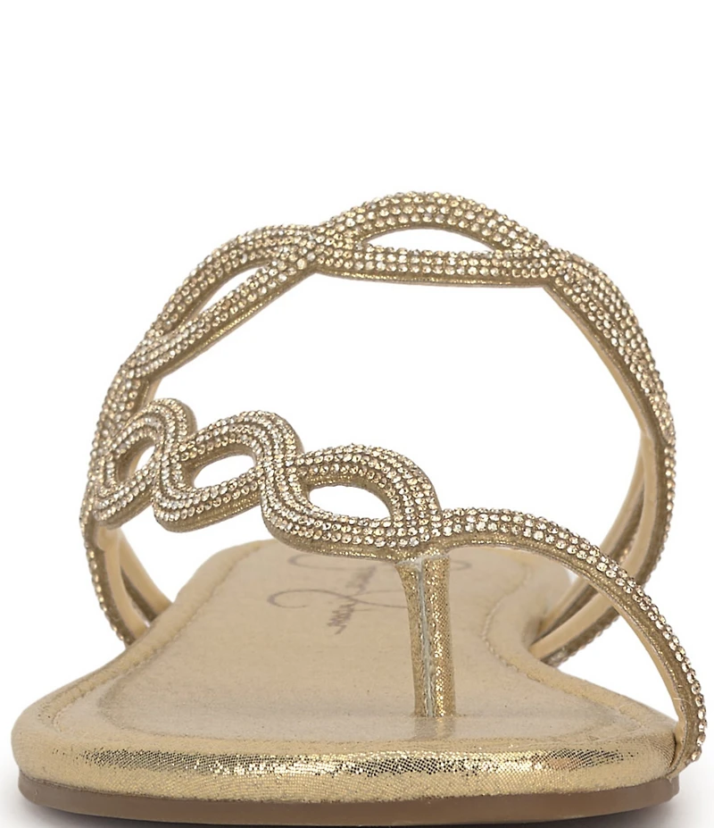 Jessica Simpson Aloni Rhinestone Embellished Toe Loop Flat Sandals