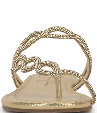 Jessica Simpson Aloni Rhinestone Embellished Toe Loop Flat Sandals