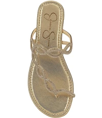 Jessica Simpson Aloni Rhinestone Embellished Toe Loop Flat Sandals