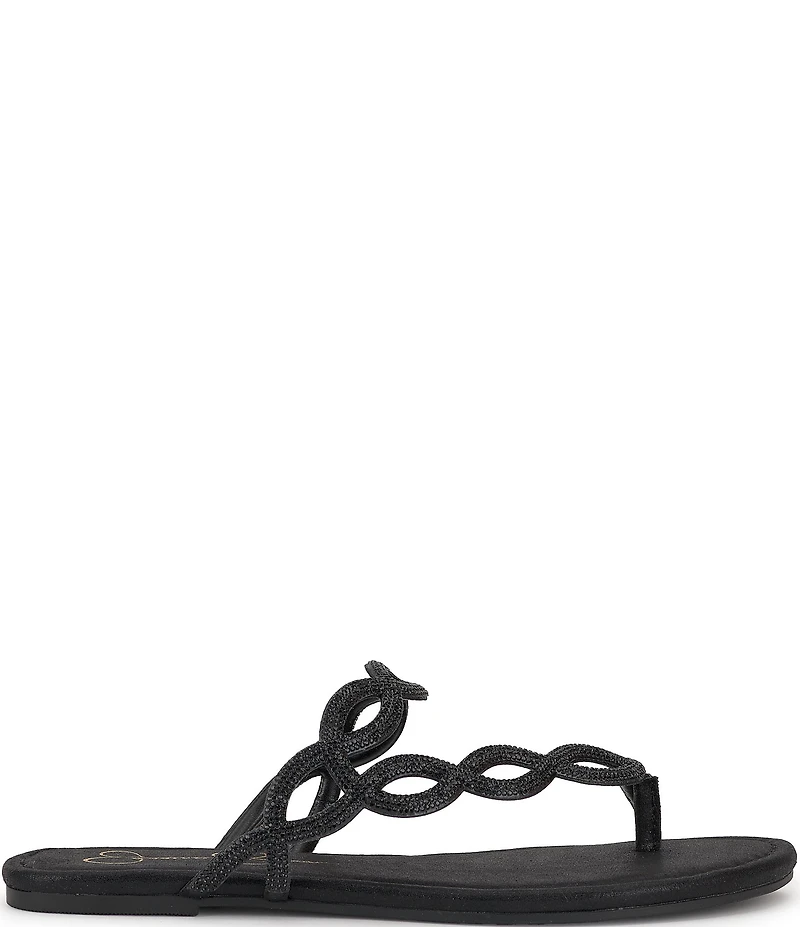 Jessica Simpson Aloni Rhinestone Embellished Toe Loop Flat Sandals