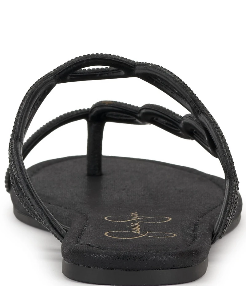 Jessica Simpson Aloni Rhinestone Embellished Toe Loop Flat Sandals