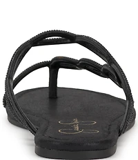 Jessica Simpson Aloni Rhinestone Embellished Toe Loop Flat Sandals