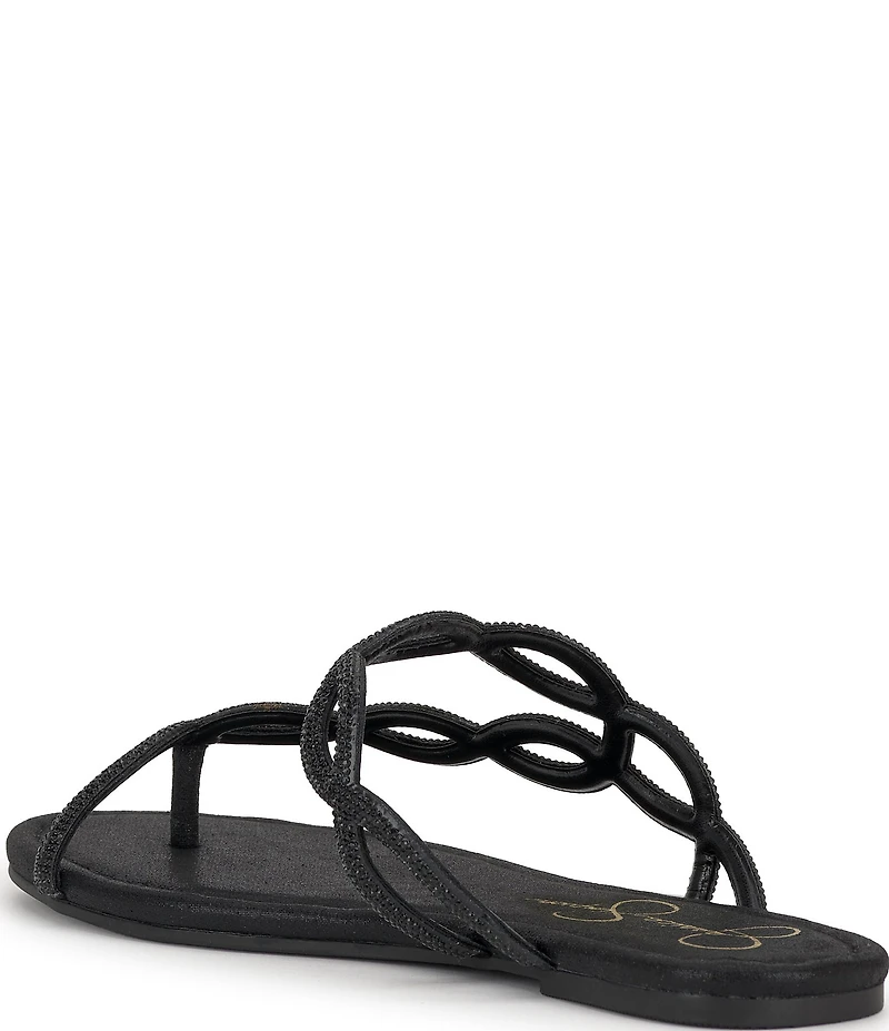 Jessica Simpson Aloni Rhinestone Embellished Toe Loop Flat Sandals