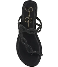 Jessica Simpson Aloni Rhinestone Embellished Toe Loop Flat Sandals