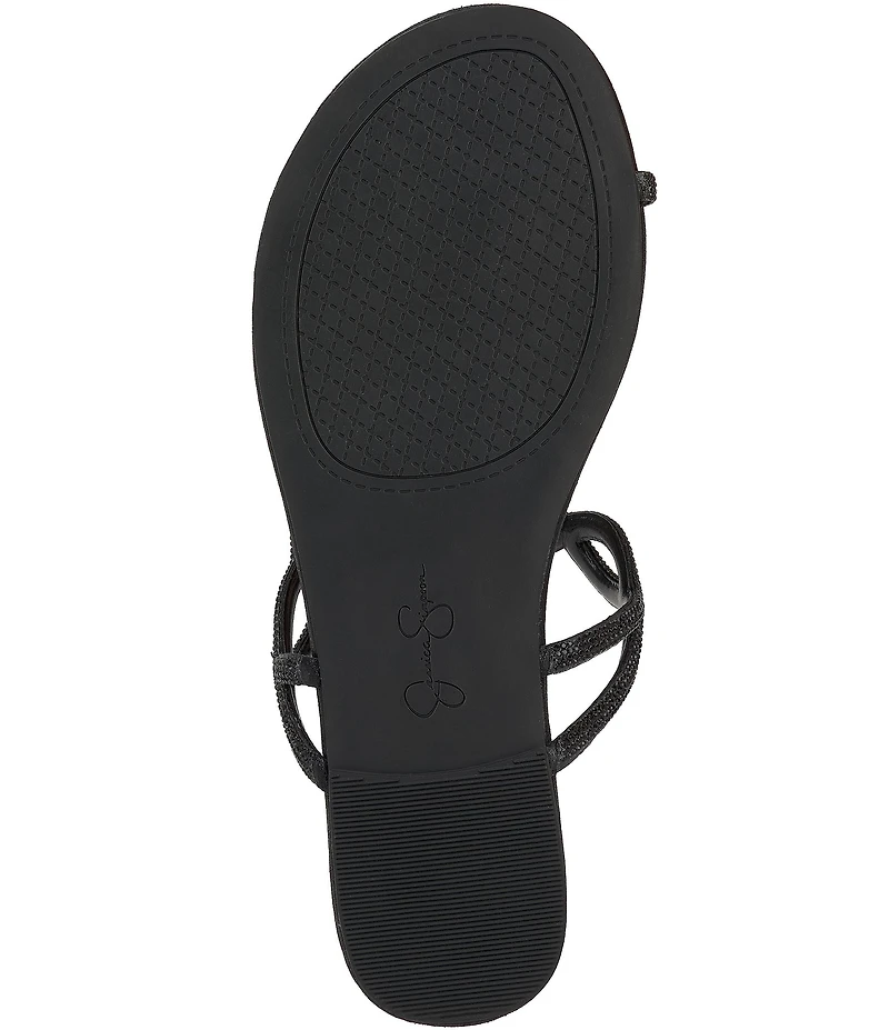 Jessica Simpson Aloni Rhinestone Embellished Toe Loop Flat Sandals