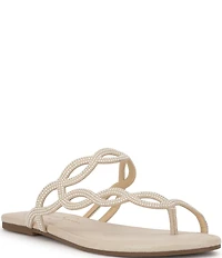 Jessica Simpson Aloni Rhinestone Embellished Toe Loop Flat Sandals