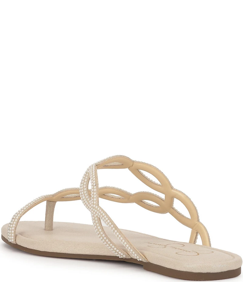 Jessica Simpson Aloni Rhinestone Embellished Toe Loop Flat Sandals