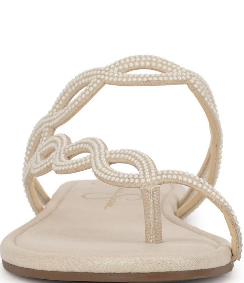 Jessica Simpson Aloni Rhinestone Embellished Toe Loop Flat Sandals