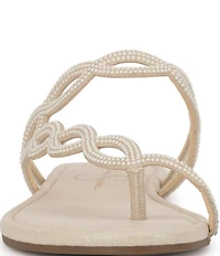 Jessica Simpson Aloni Rhinestone Embellished Toe Loop Flat Sandals