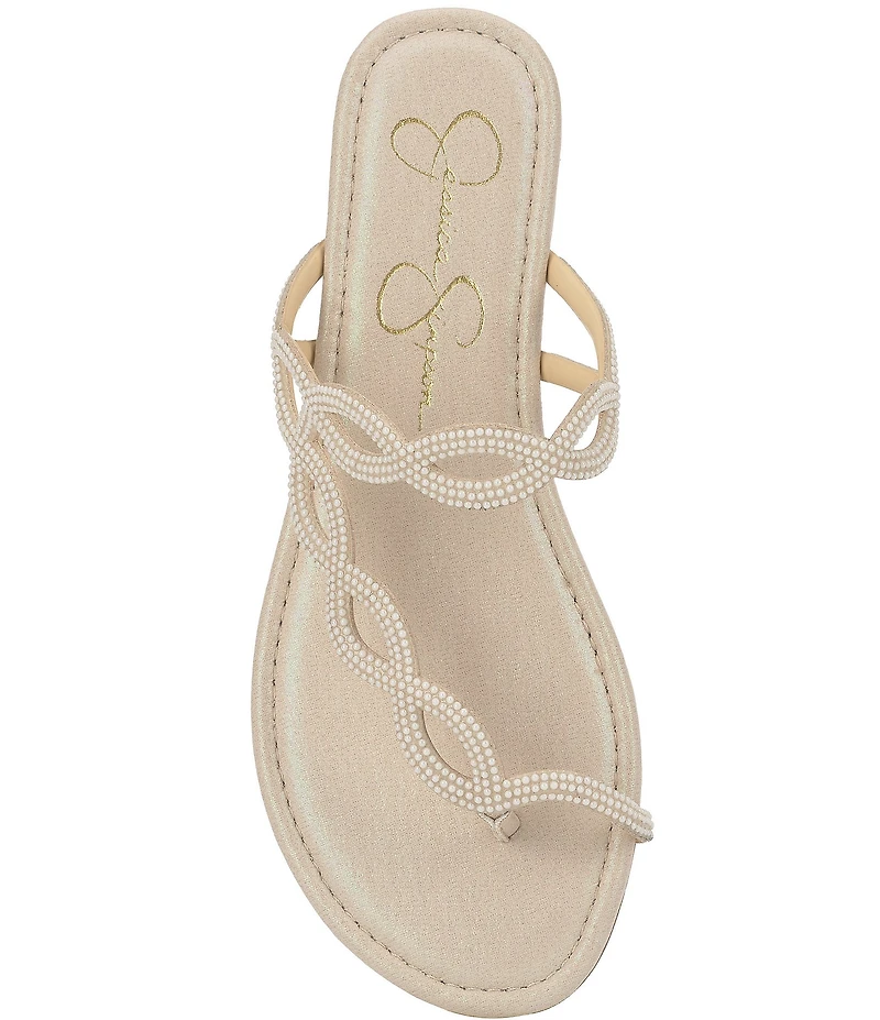 Jessica Simpson Aloni Rhinestone Embellished Toe Loop Flat Sandals