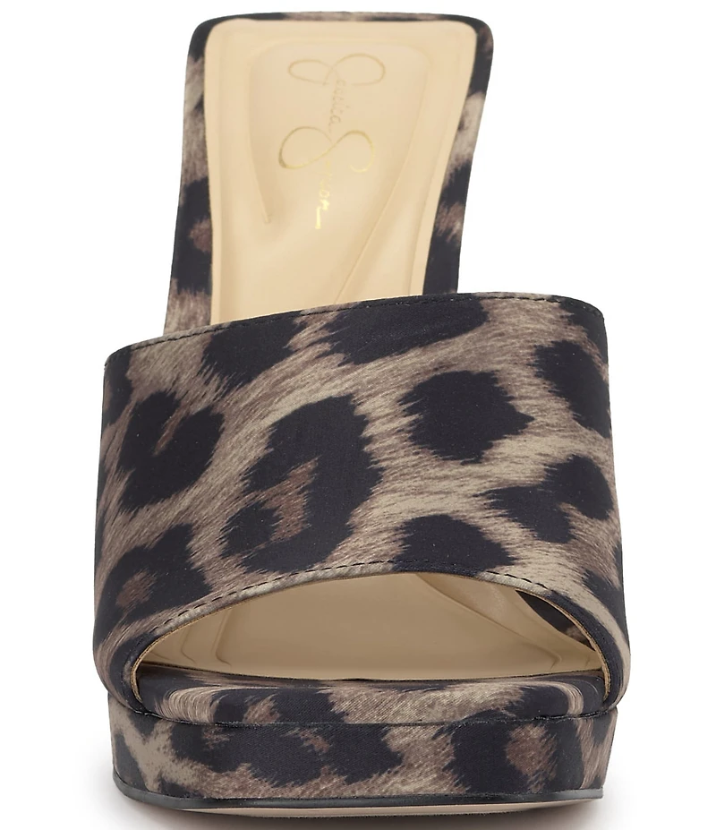 Jessica Simpson Azelica Leopard Print Platform Dress Slide Sandals