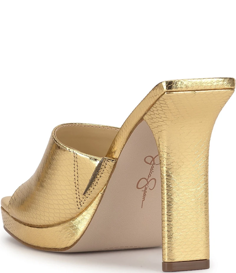 Jessica Simpson Azelica Snake Embossed Platform Dress Slide Sandals