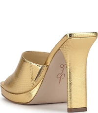 Jessica Simpson Azelica Snake Embossed Platform Dress Slide Sandals